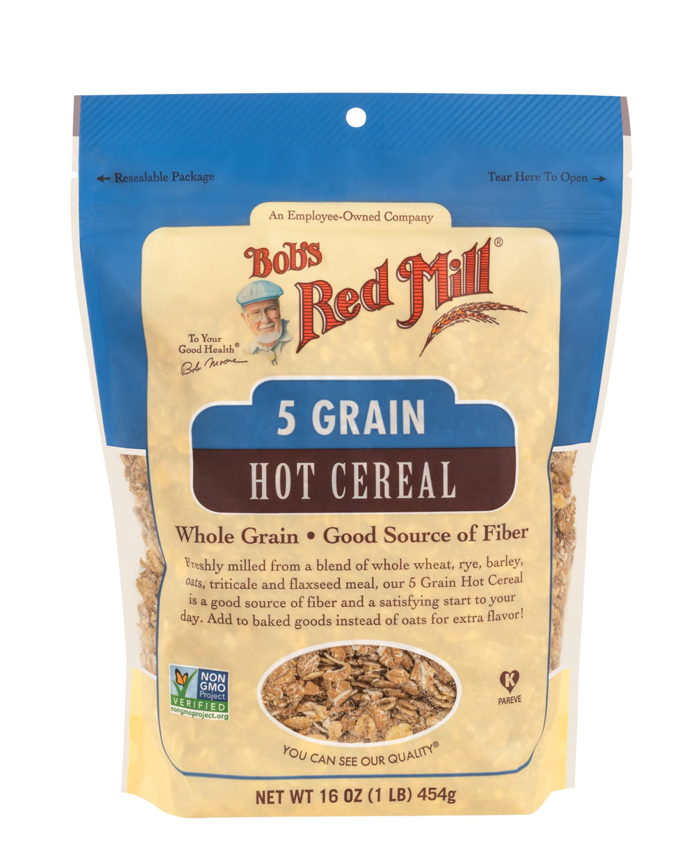 Bob's Red Mill 5 Grain Cereal cooking on stovetop for a fiber-rich breakfast