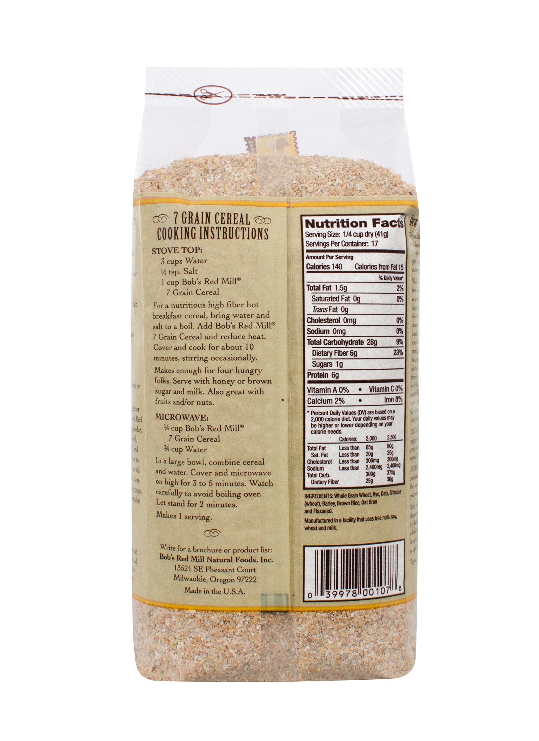 Bob's Red Mill 7 Grain Cereal close-up of grains, inviting wholesome texture.