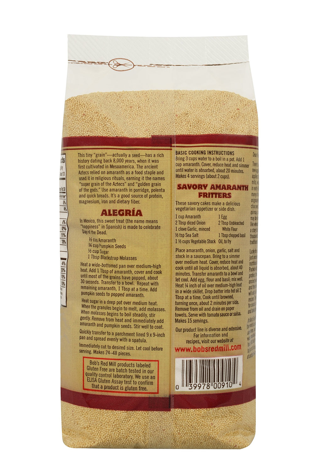 Bob's Red Mill Amaranth cooking porridge for a creamy breakfast texture.