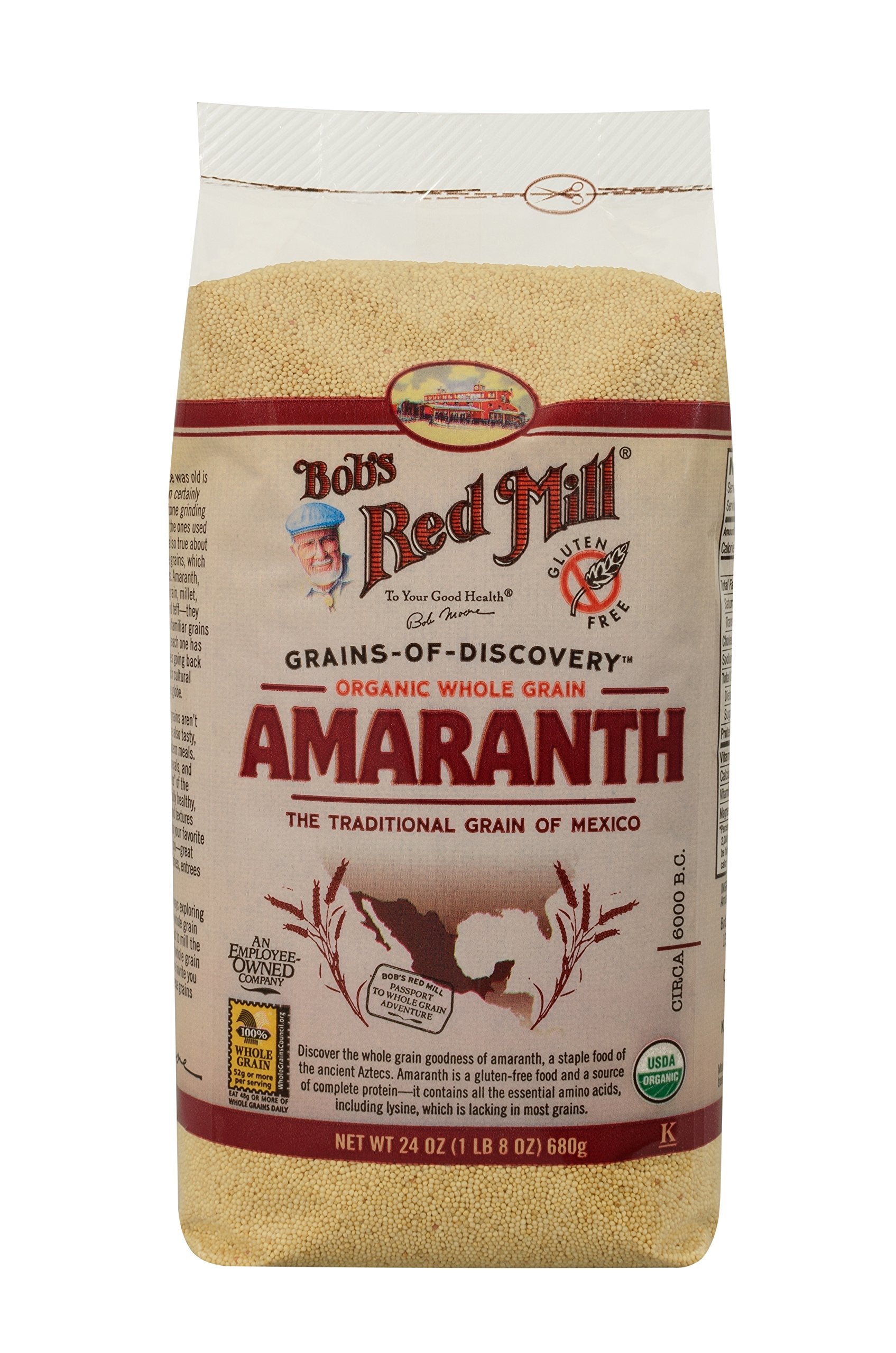 Bob's Red Mill Amaranth uncooked grains with nutty aroma for kitchen prep.