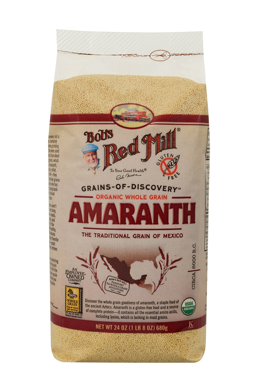 Bob's Red Mill Amaranth uncooked grains with nutty aroma for kitchen prep.