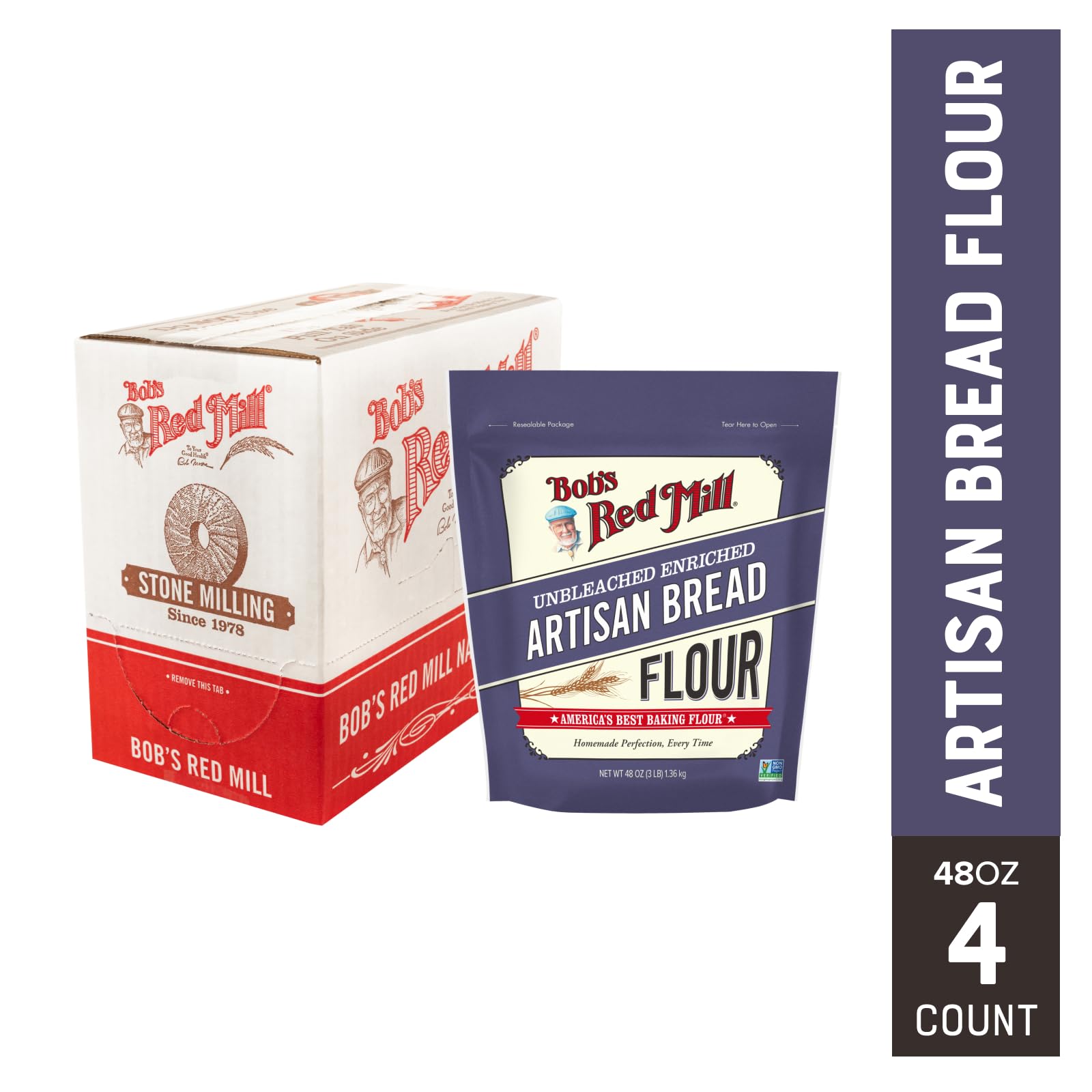Bob's Red Mill Artisan Bread Flour resealable packaging keeps flour fresh