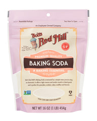 Bob's Red Mill baking soda bottle poured for quick baking