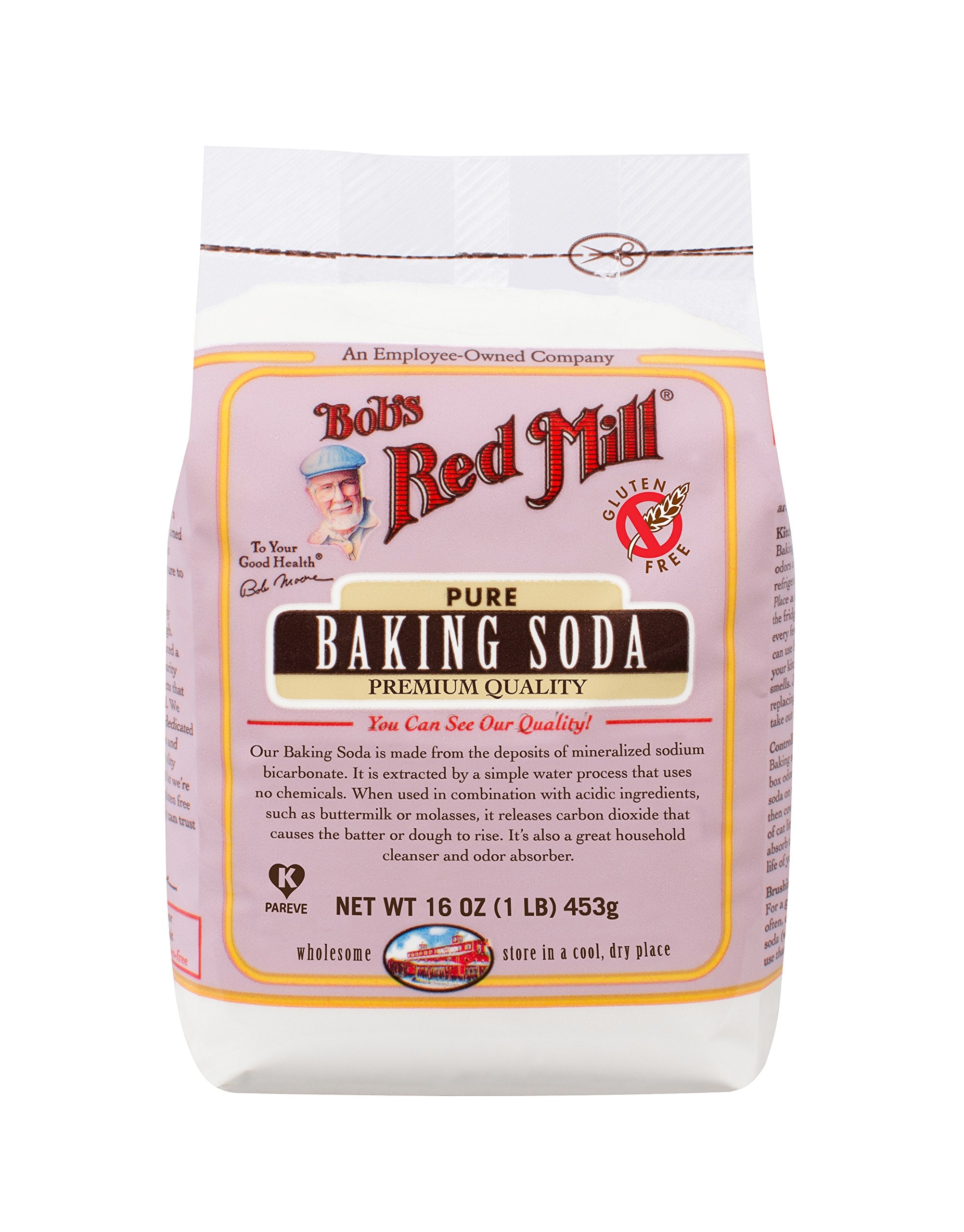 Bob's Red Mill Baking Soda in kitchen use scene ready for light batters