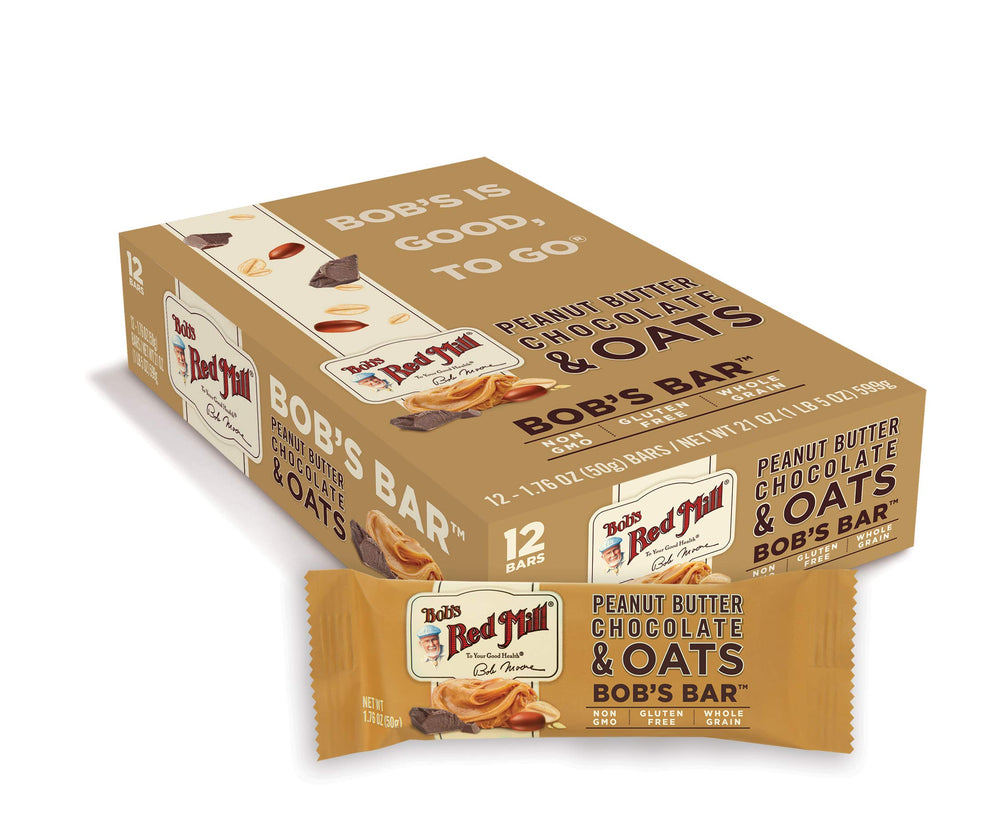 Bob's Red Mill bar in lunchbox, wholesome protein and fiber