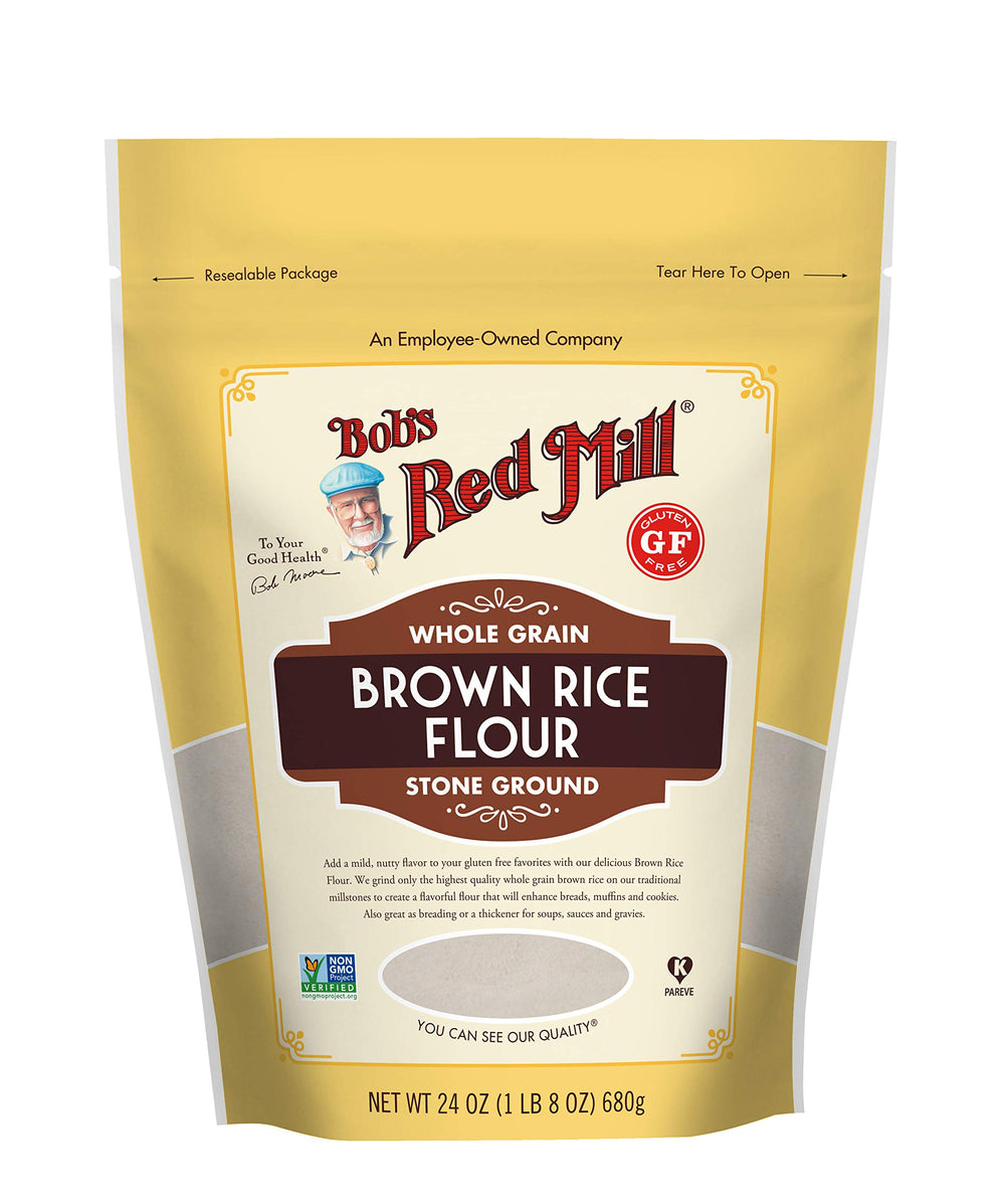 Bob's Red Mill Brown Rice Flour bag with fine texture for gluten-free baking
