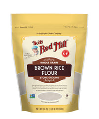 Bob's Red Mill Brown Rice Flour bag with fine texture for gluten-free baking