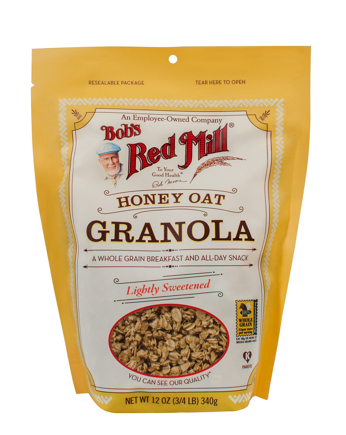 Bob's Red Mill Cereal Granola Honey Oat pack ready for breakfast.