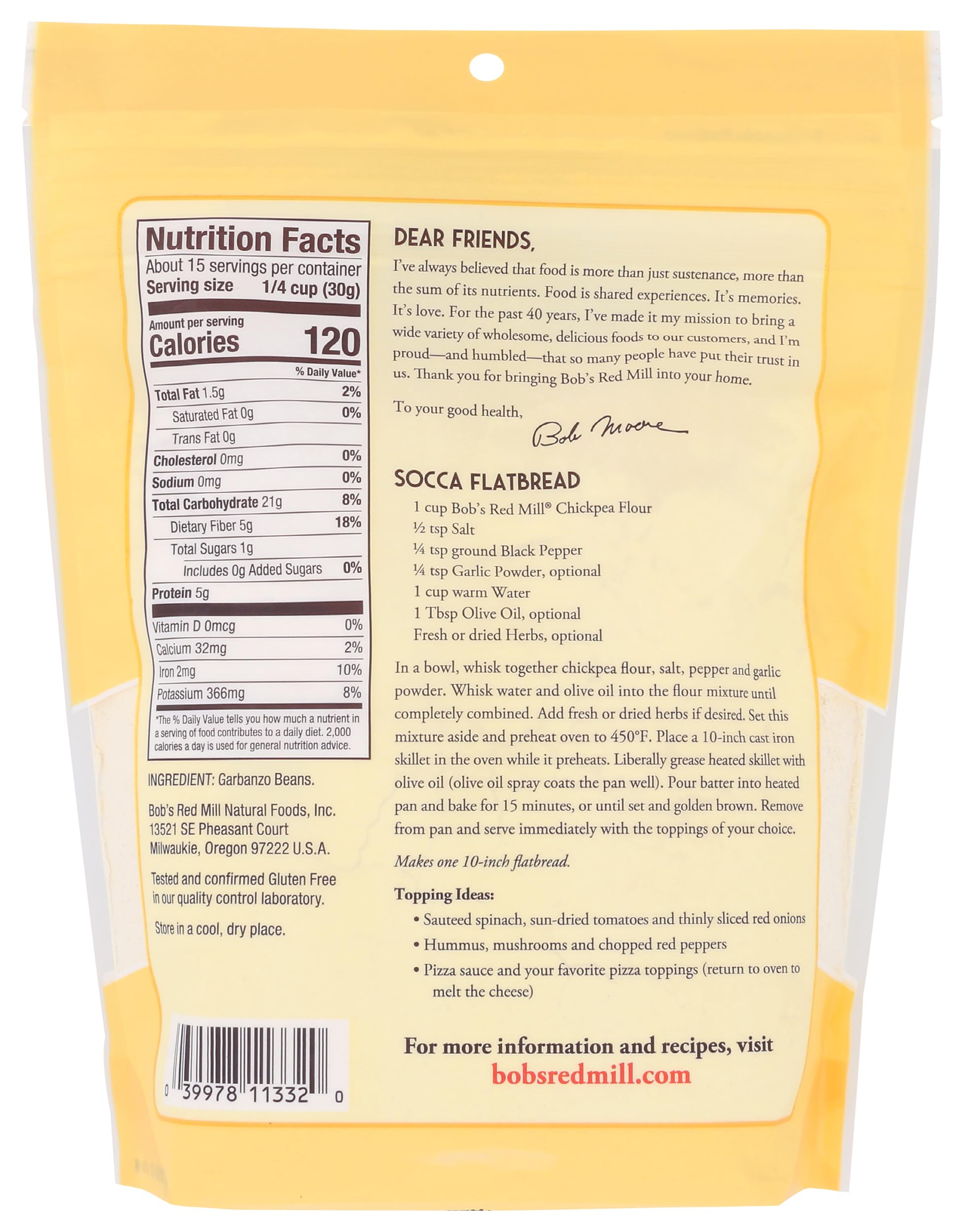 Bob's Red Mill Chickpea Flour measuring cup scene for versatile baking