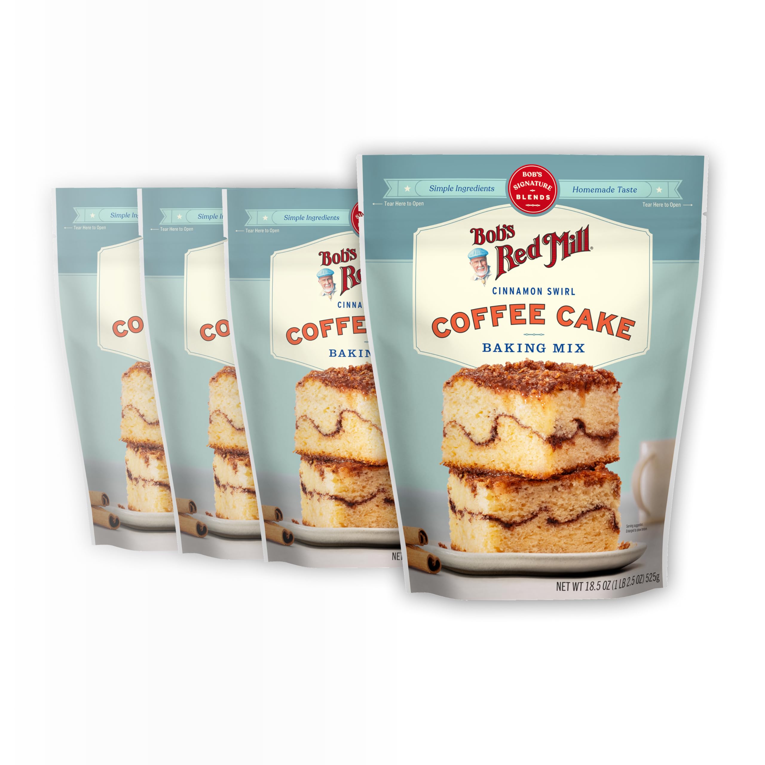 Bob's Red Mill Cinnamon Swirl Coffee Cake Mix bag for easy home baking