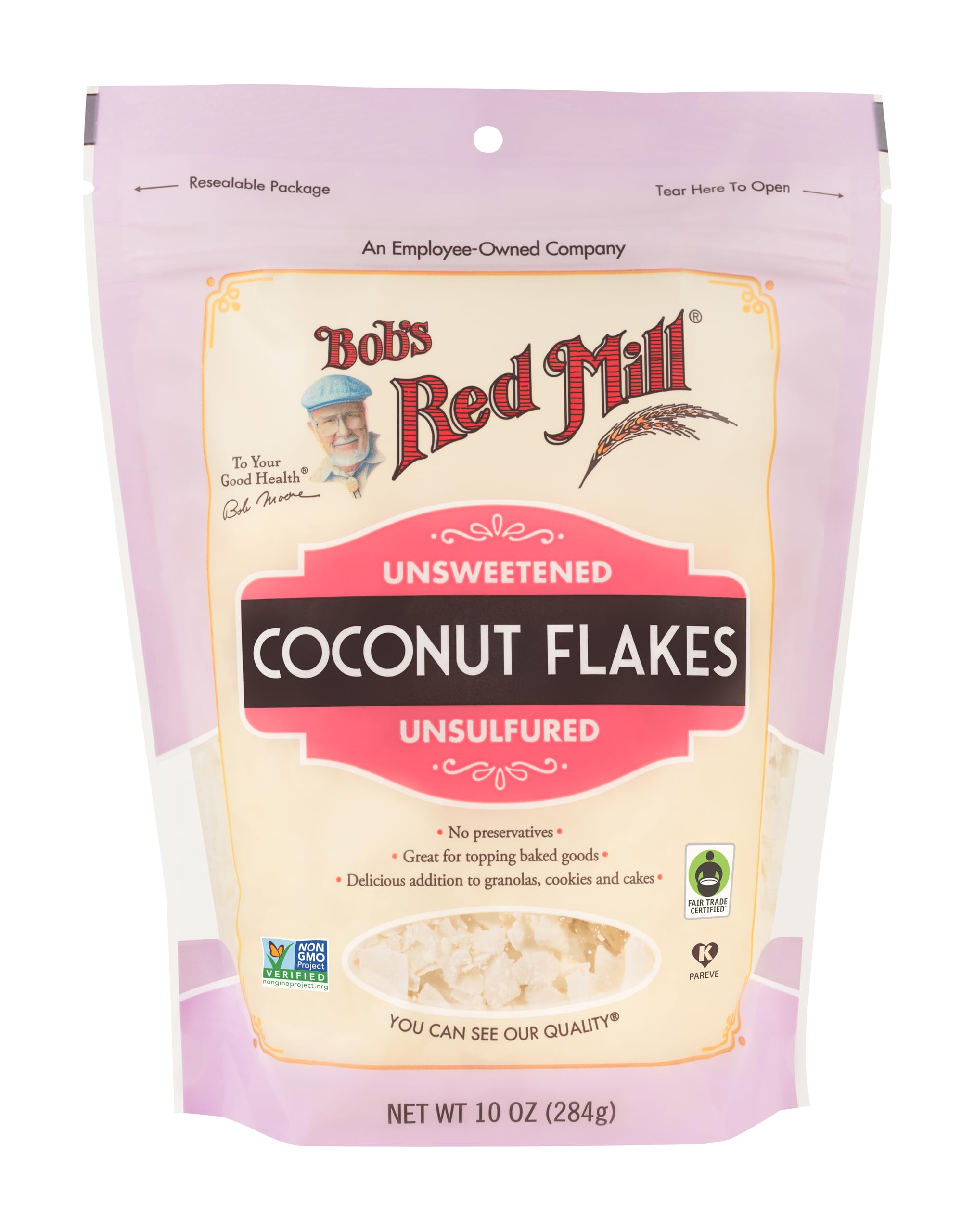 Bob's Red Mill coconut flakes as a dessert garnish for pies and cakes.