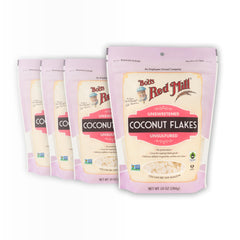 Bob's Red Mill coconut flakes pack front view, ready to sprinkle on oats or desserts.