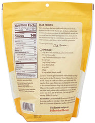 Close-up of Bob's Red Mill cornmeal reveals natural germ and bran for fiber.