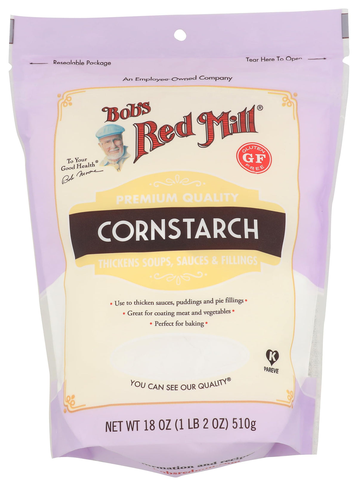 Bob's Red Mill Cornstarch packaging 18oz bag for gluten-free thickening