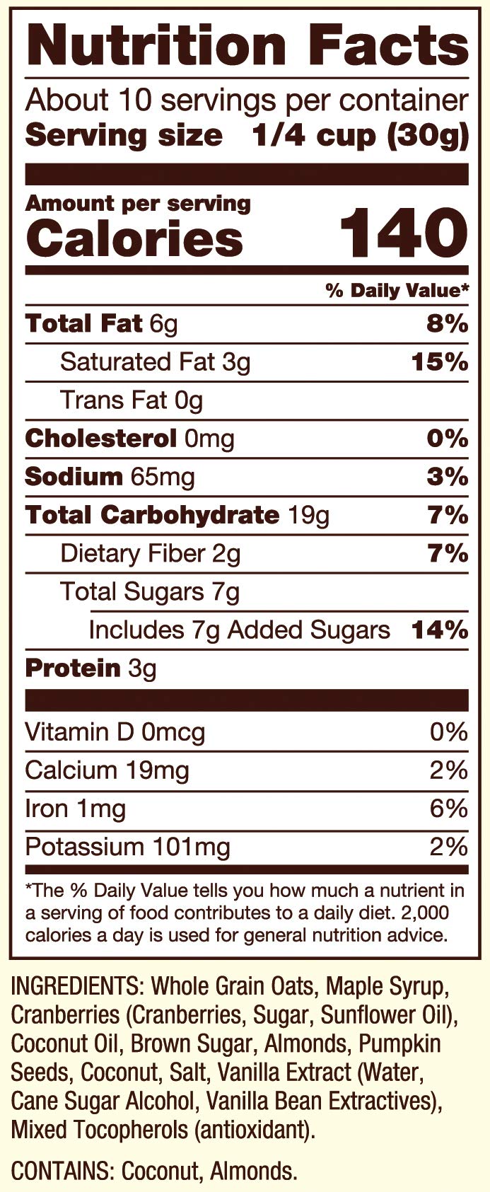 Bob's Red Mill Cranberry Almond Granola gluten-free seal signals safe, tasty snacking.