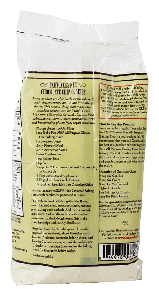 Bob's Red Mill dedicated gluten-free facility label ensuring safe gluten handling.