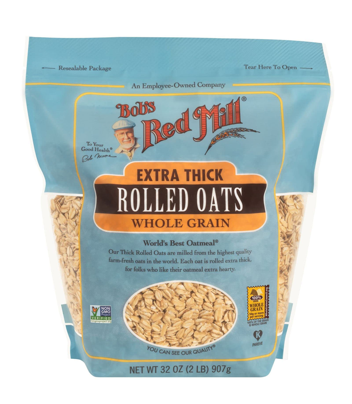 Bob's Red Mill Extra Thick Oats 32oz pack, ideal for hearty breakfasts.