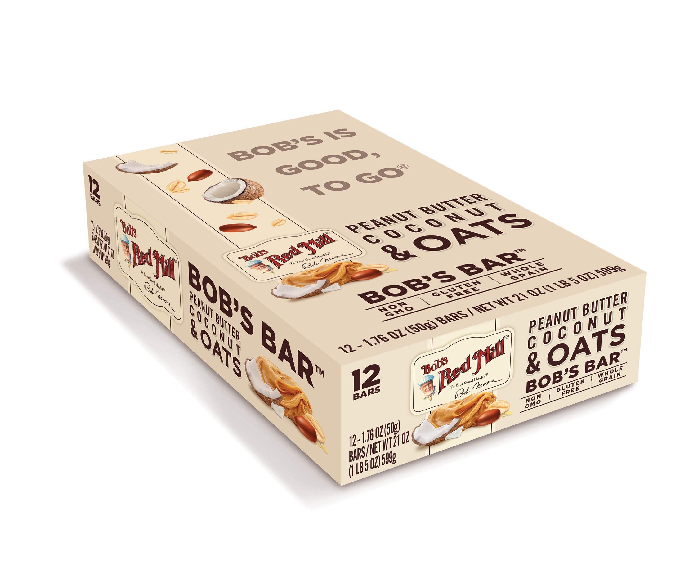 Bob's Red Mill fiber boost bar close-up showing texture and nourishment for a snack.