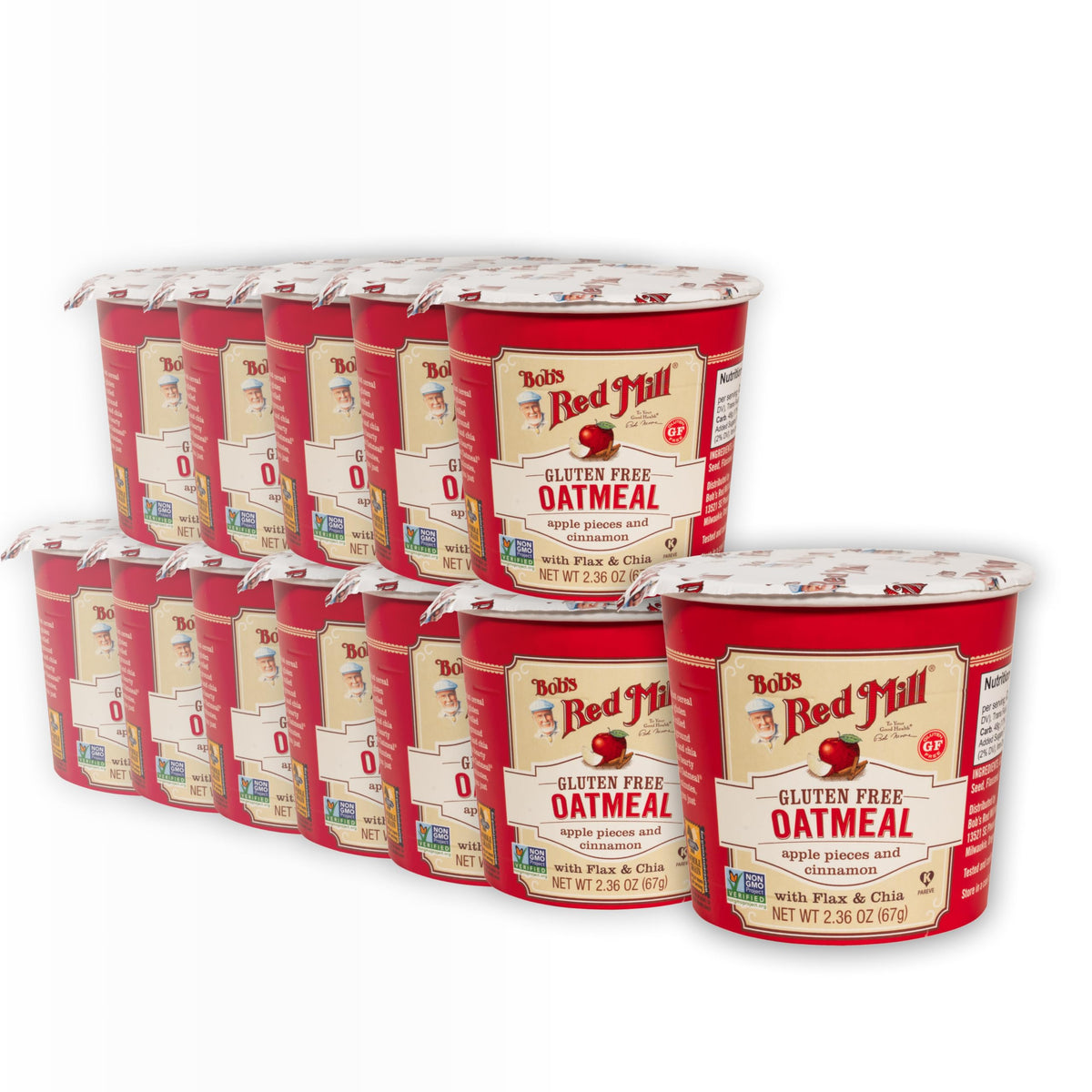 Bob's Red Mill GF Oatmeal Cup Apple Cinnamon front view for on-the-go breakfast