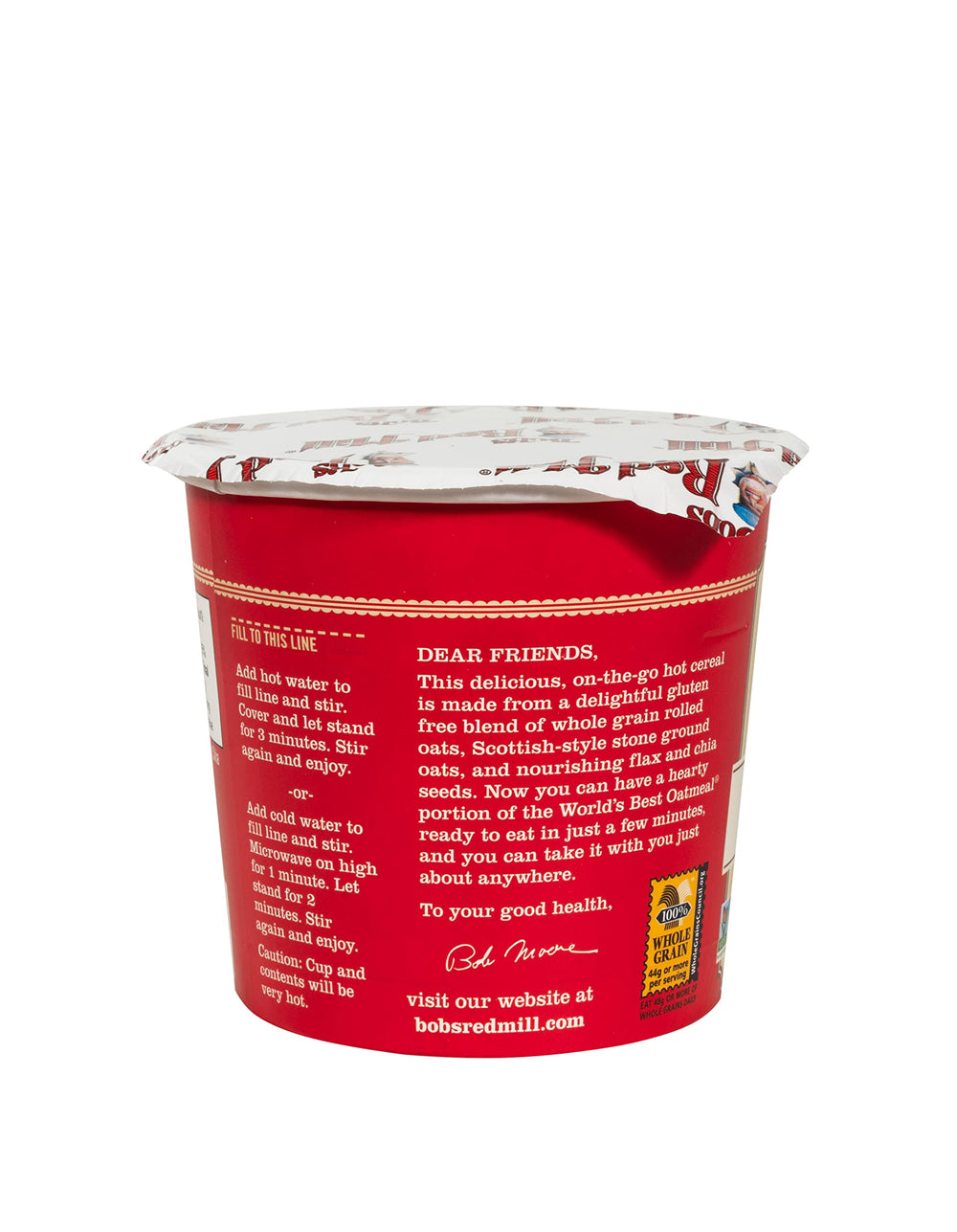 Bob's Red Mill GF Oatmeal Cup Apple & Cinnamon microwave-ready, convenient on the go