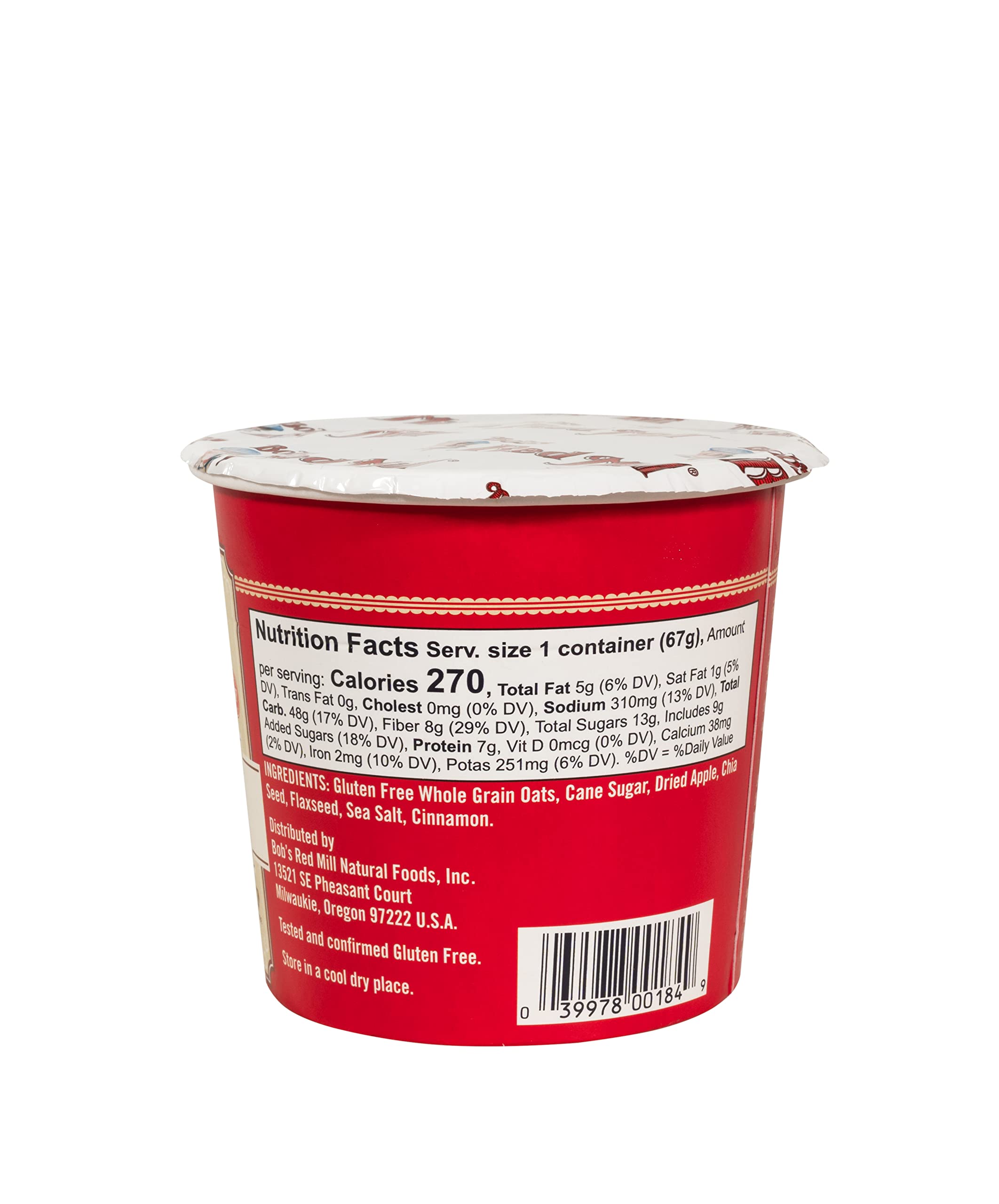 Bob's Red Mill GF Oatmeal Cup Apple & Cinnamon texture highlights whole grain goodness