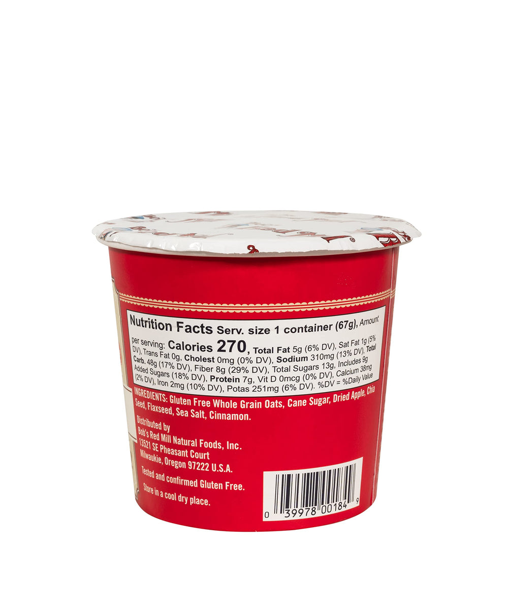Bob's Red Mill GF Oatmeal Cup Apple & Cinnamon texture highlights whole grain goodness