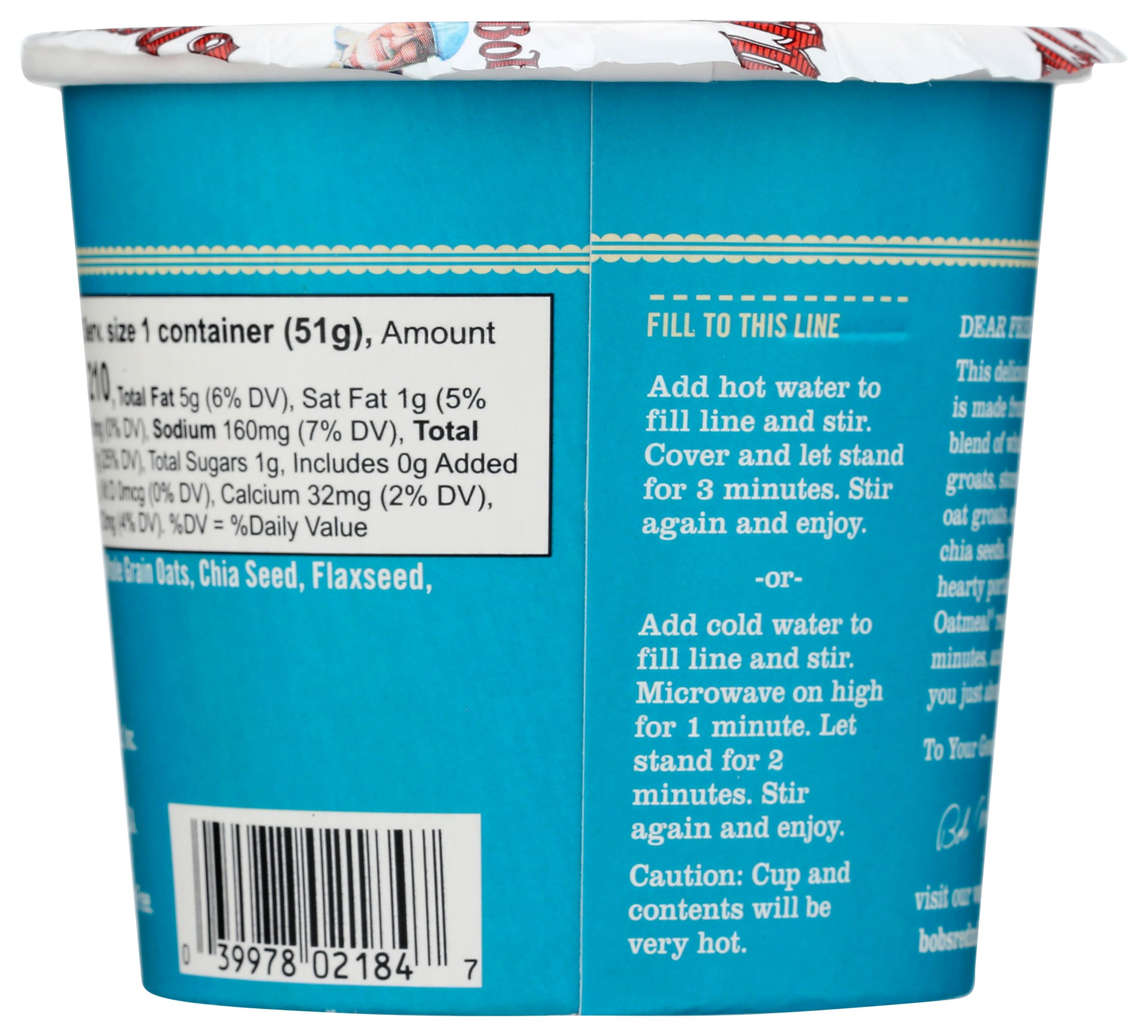 Bob's Red Mill GF Oatmeal Cup oats close-up highlighting oat blend