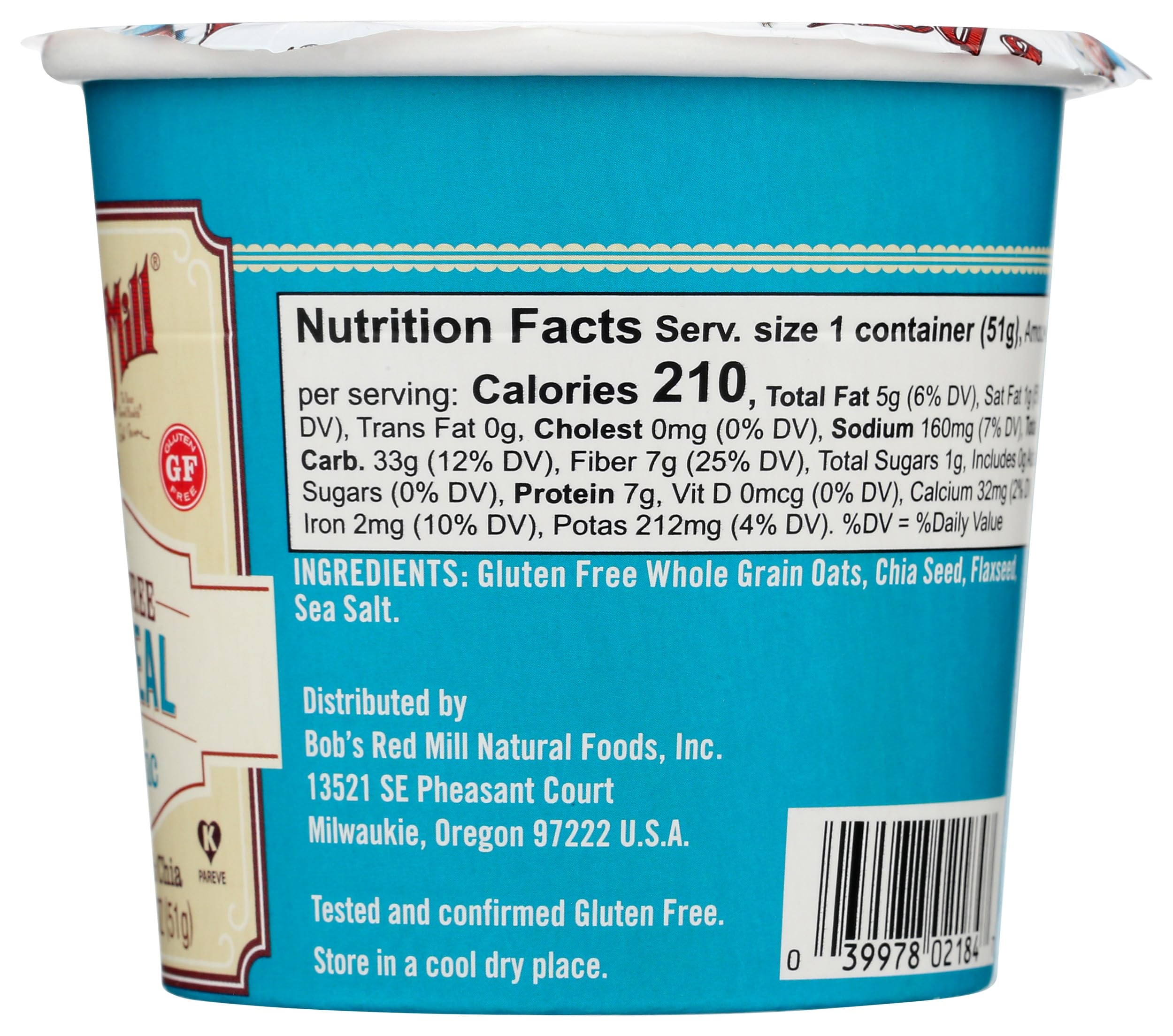 Bob's Red Mill GF Oatmeal Cup travel-friendly product on the go