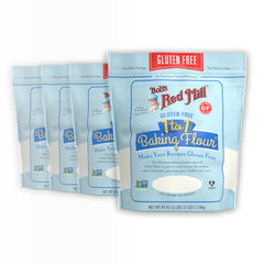 Bob's Red Mill Gluten Free 1-to-1 flour pack four, ideal for gluten-free baking.