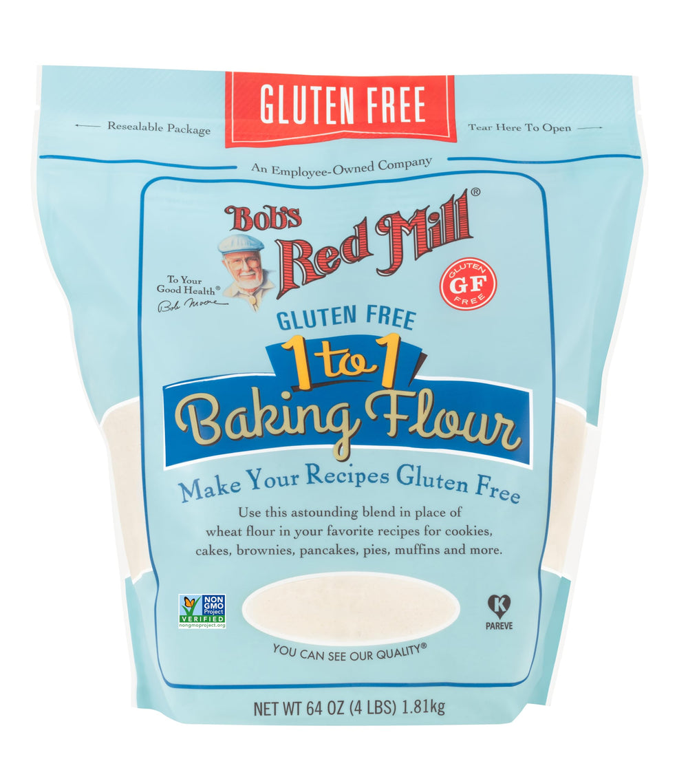 Fluffy pancakes by Bob's Red Mill gluten free 1-to-1 flour.