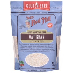 Bob's Red Mill gluten free oat bran packaging showing gluten free facility