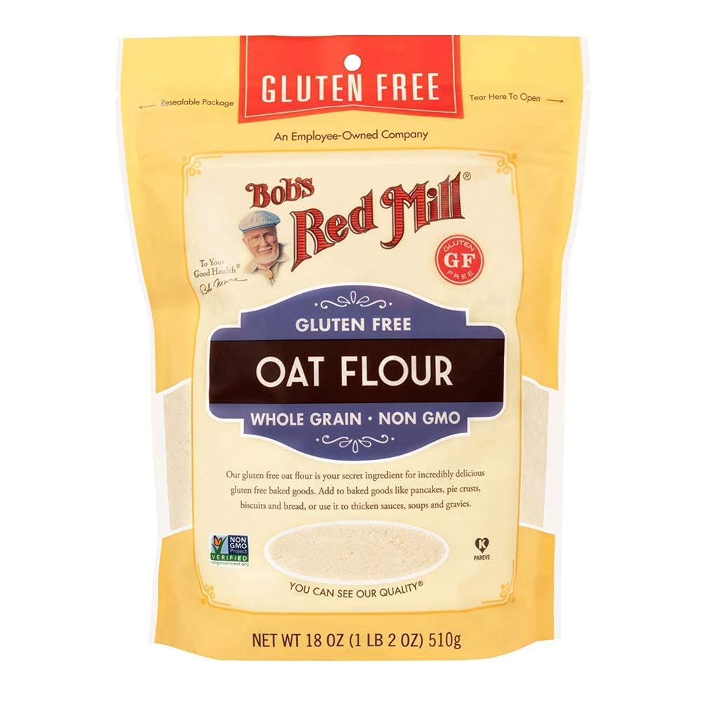 Bob's Red Mill gluten-free oat flour bag front for gluten-free baking
