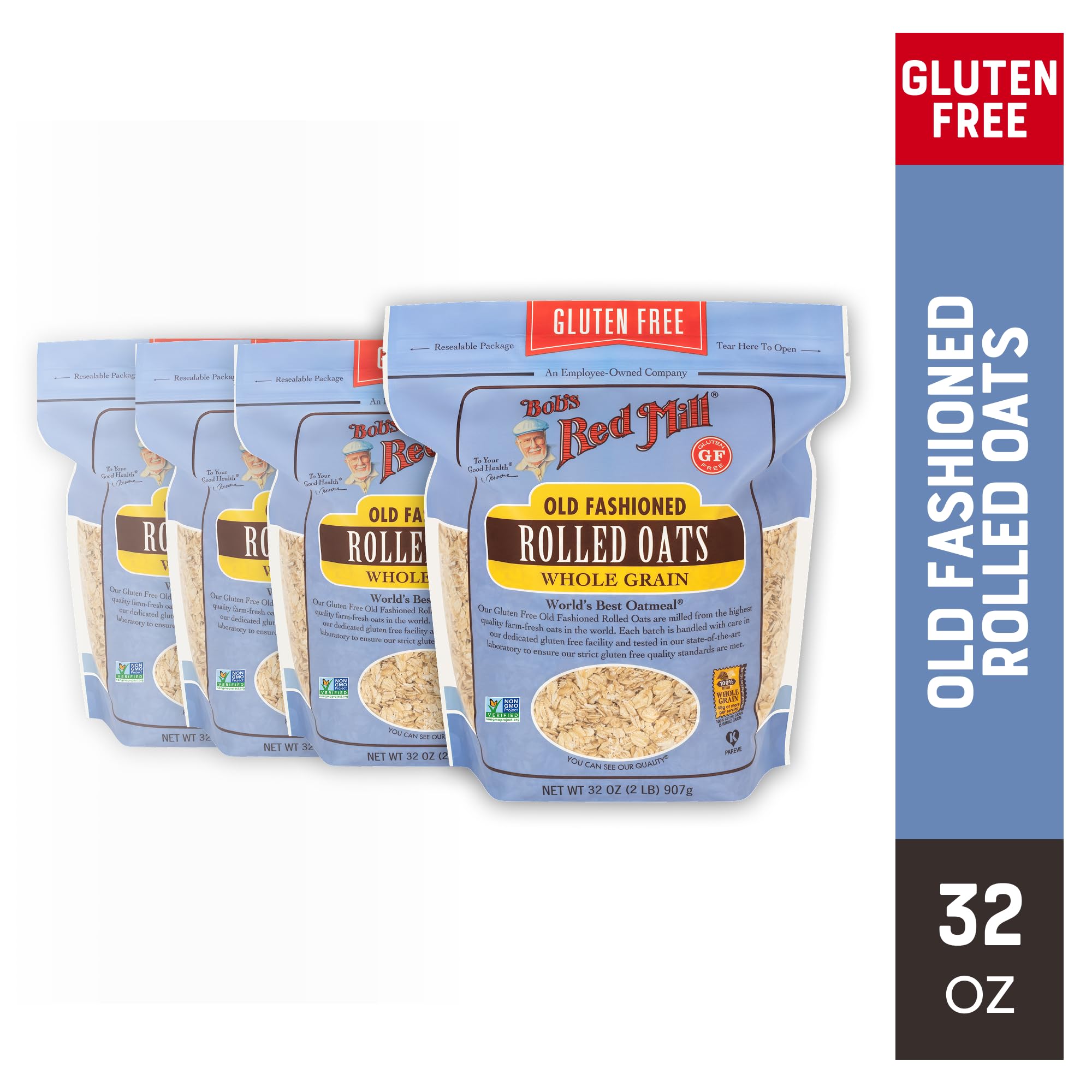 Bob's Red Mill gluten free oats in pancake batter for fluffy morning stacks.