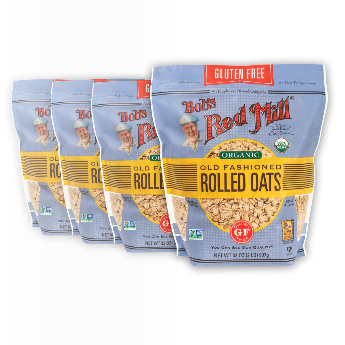Bob's Red Mill gluten-free organic oats in a bag for a wholesome breakfast.