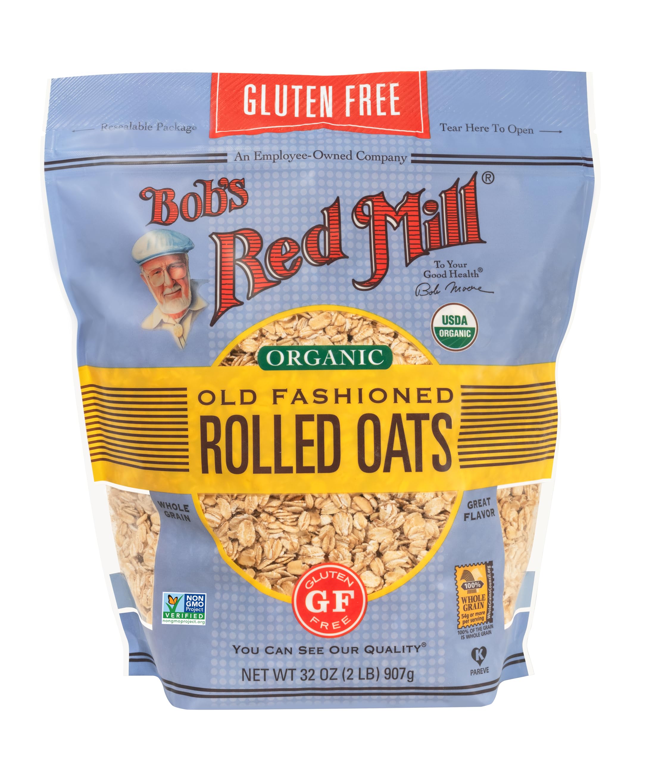 Bob's Red Mill oats being measured for a precise breakfast portion.
