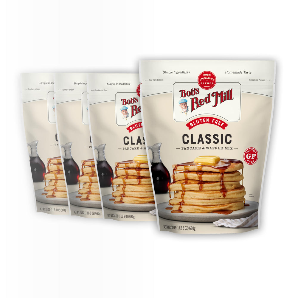 Bob's Red Mill gluten free pancake mix bag front showing wholesome whole grains for breakfast
