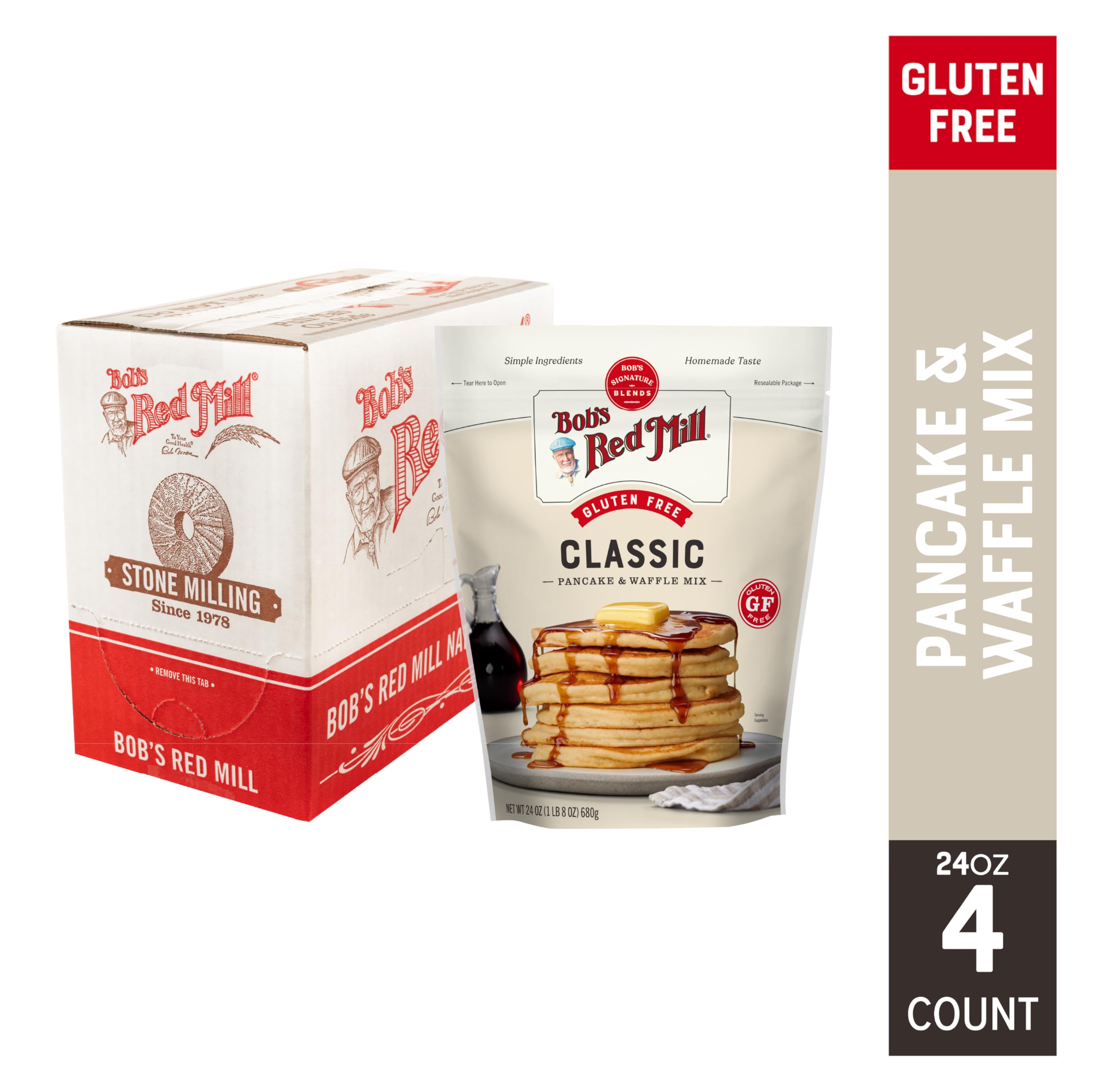 Bob's Red Mill pancakes stack highlighting fluffy texture and golden edges