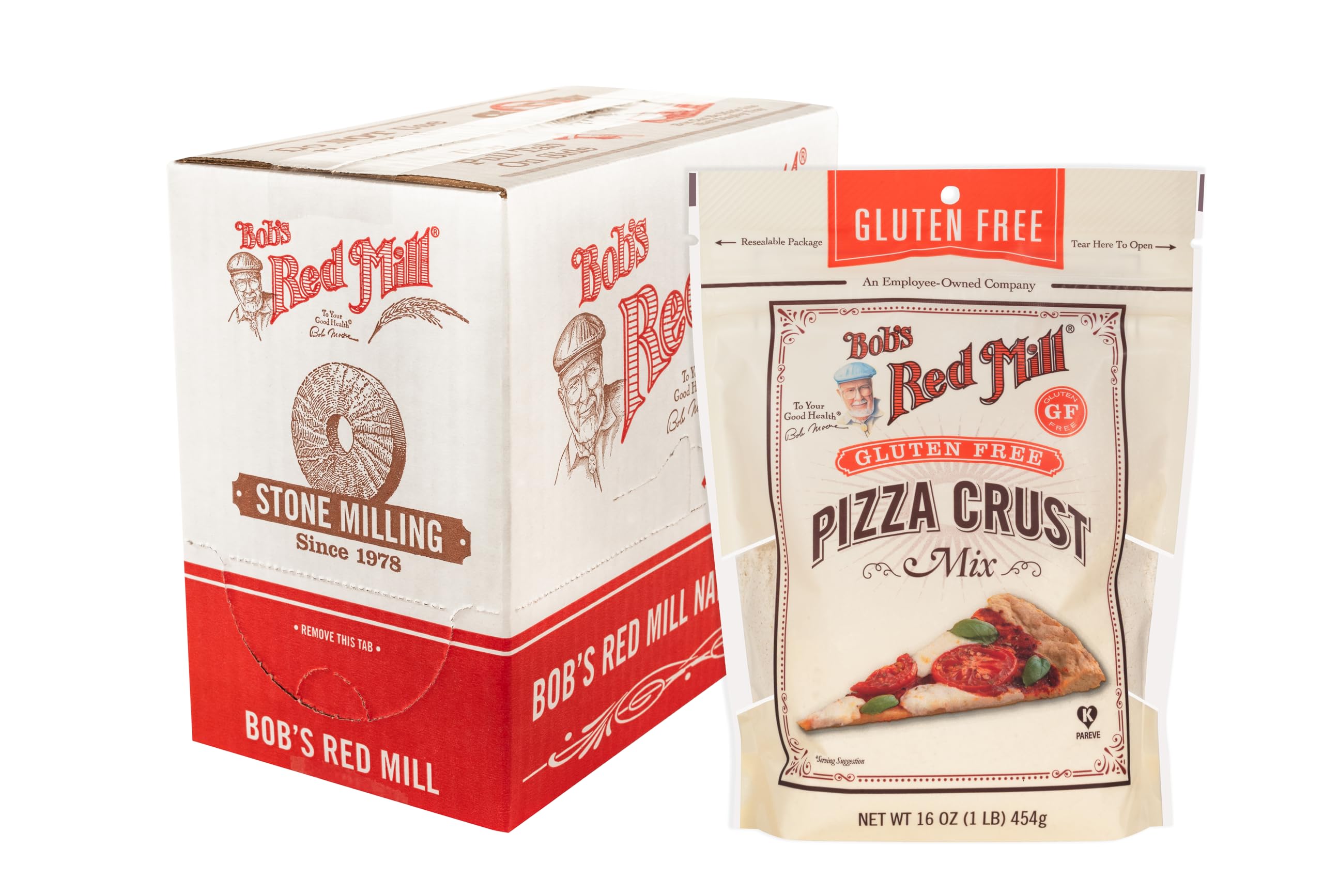Bob's Red Mill gluten free pizza crust mix packaging, convenient base for quick gluten-free meals.
