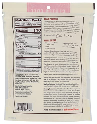 Bob's Red Mill gluten-free pizza crust mix with yeast packet for fast-rise dough