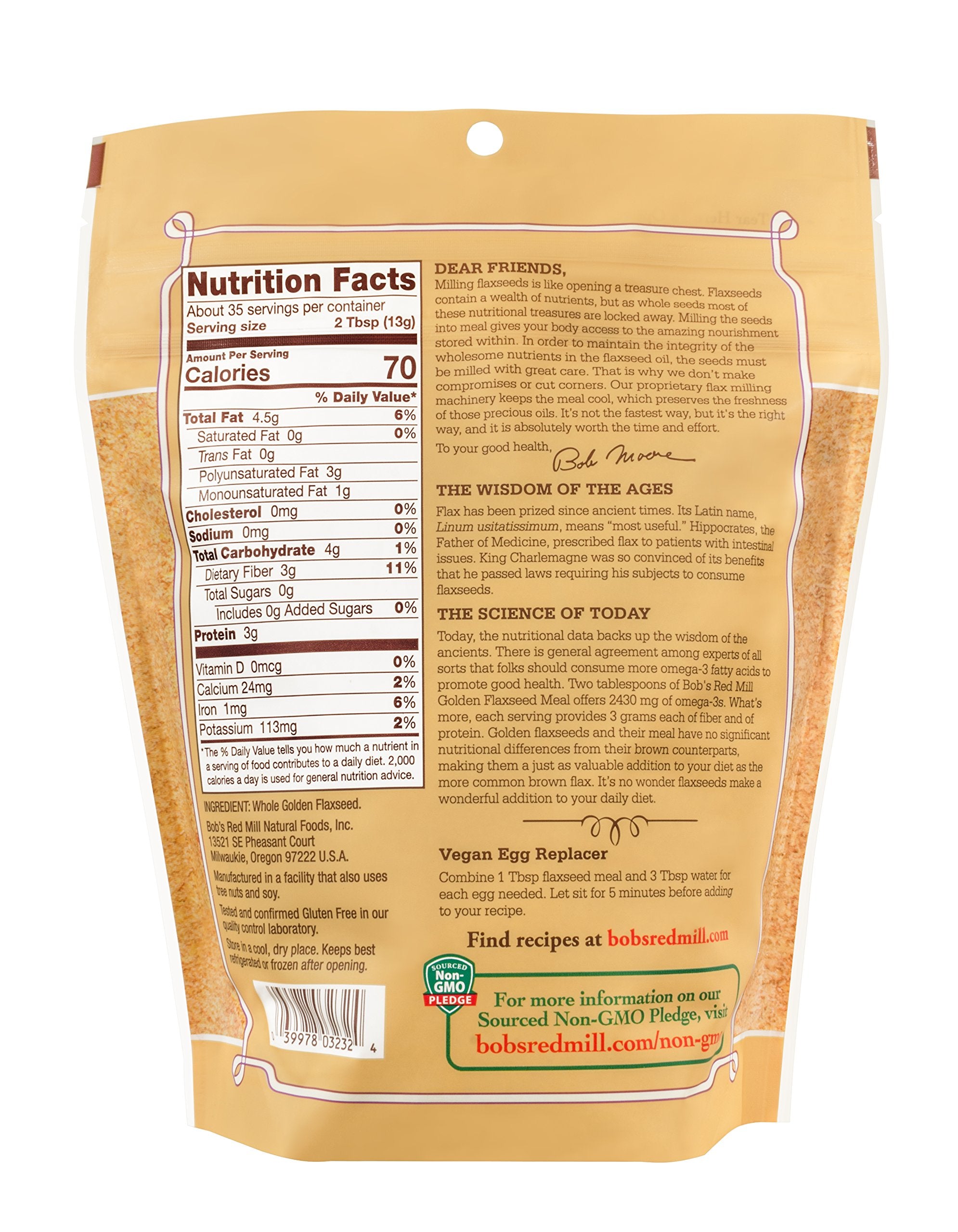 Bob's Red Mill Golden Flaxseed Meal ground in bowl for smoothies.