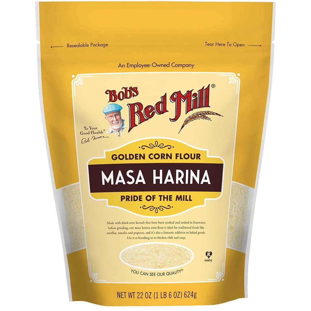 Bob's Red Mill Golden Masa Harina bag ready for authentic tortillas.