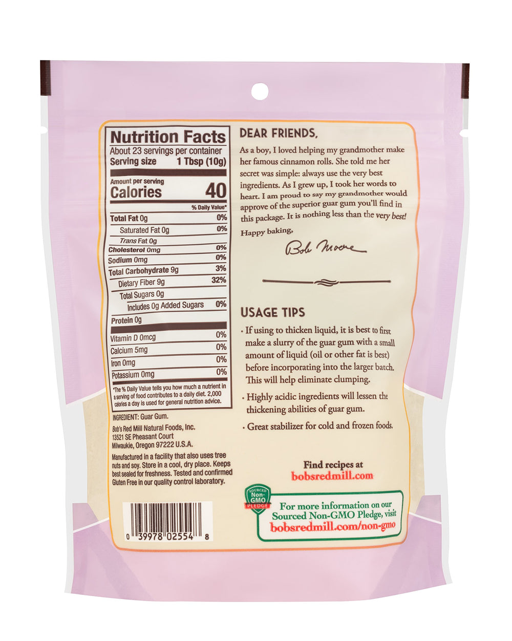 Bob's Red Mill Guar Gum baking binder supports gluten-free cookies.