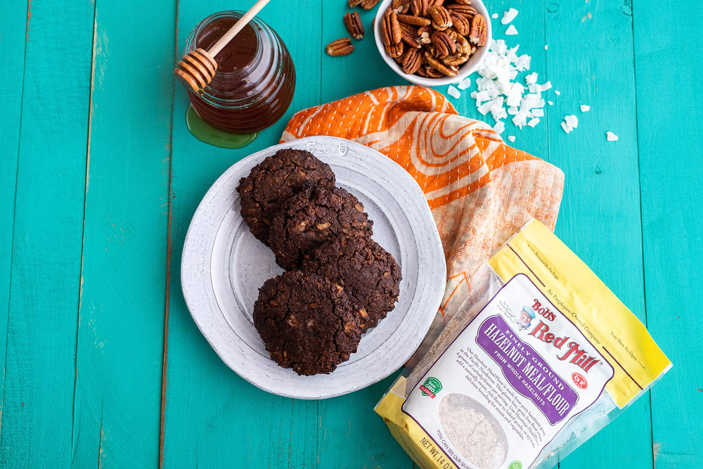 Cookies in the oven with Bob's Red Mill hazelnut flour aroma.