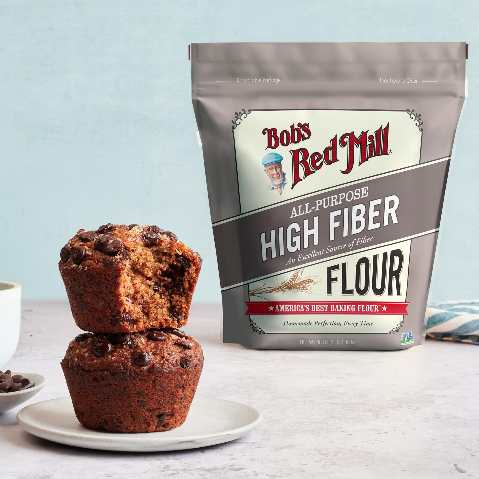 Bob's Red Mill High Fiber Flour pancakes with light crumb