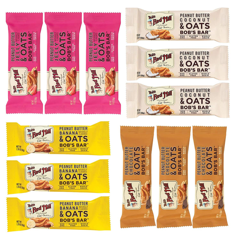 Bob's Red Mill Oat Bar Variety Pack front view, a convenient on-the-go snack.