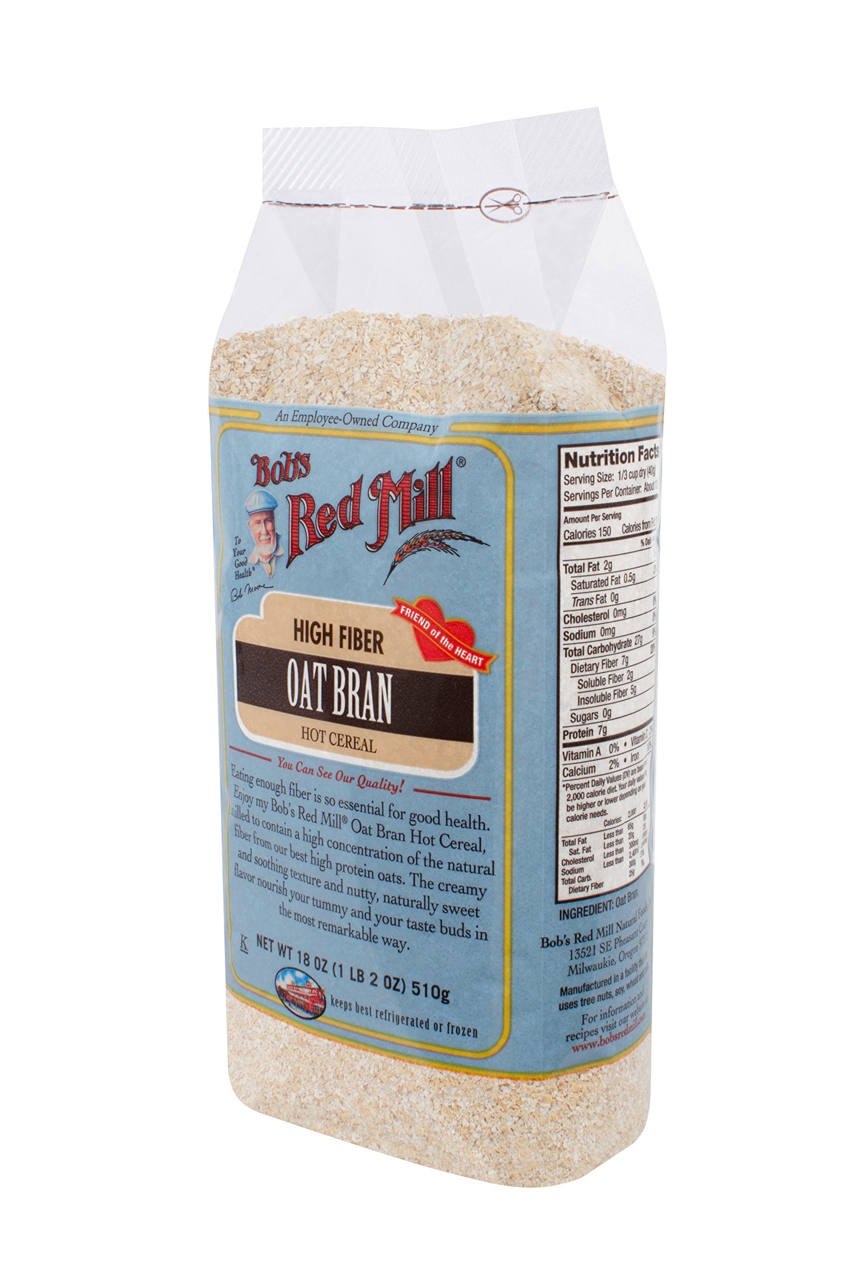 Bob's Red Mill Oat Bran Cereal 18 oz packaging shown as a pantry staple.