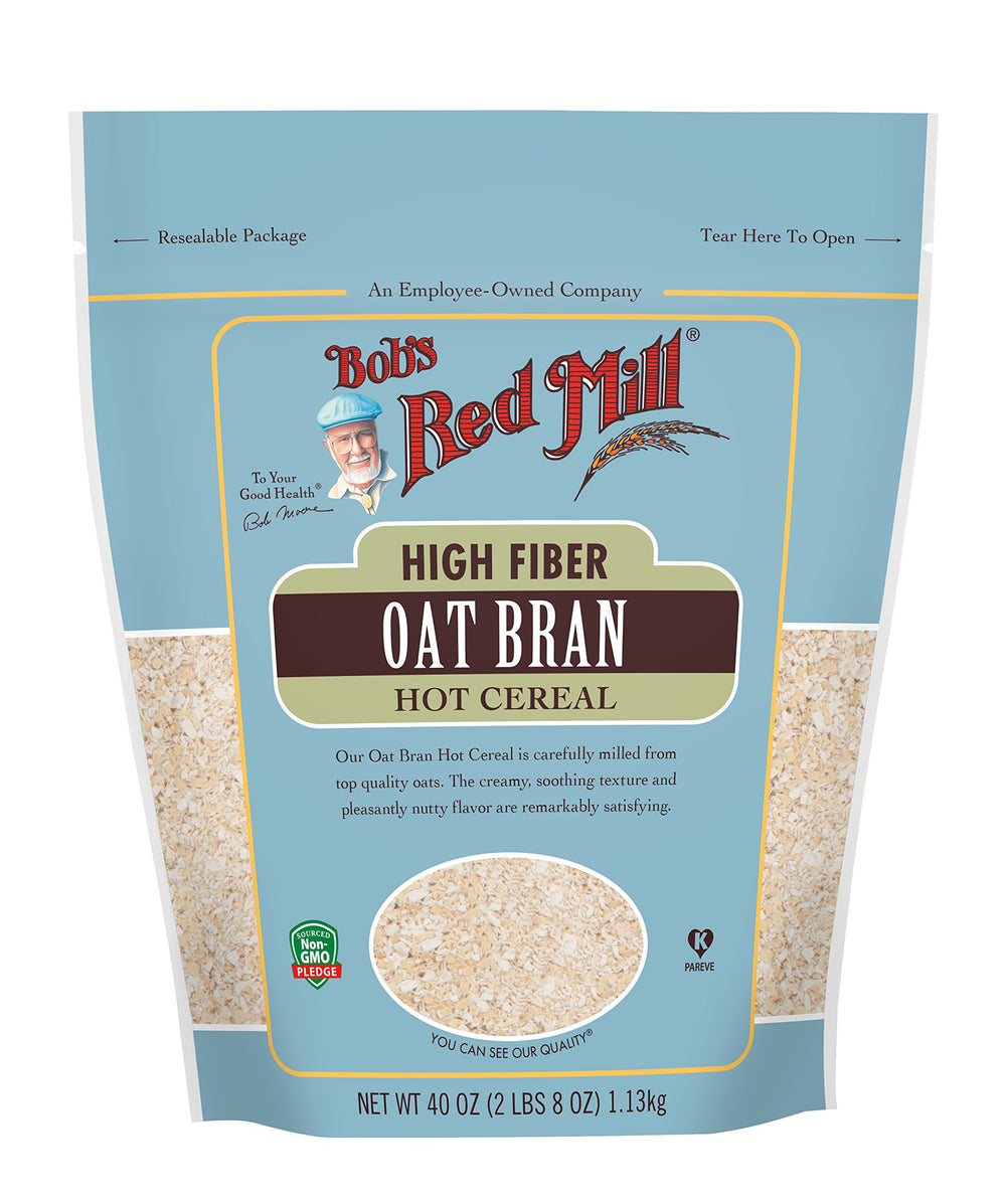 Bob's Red Mill Oat Bran smoothie mix added to a morning shake for fiber.