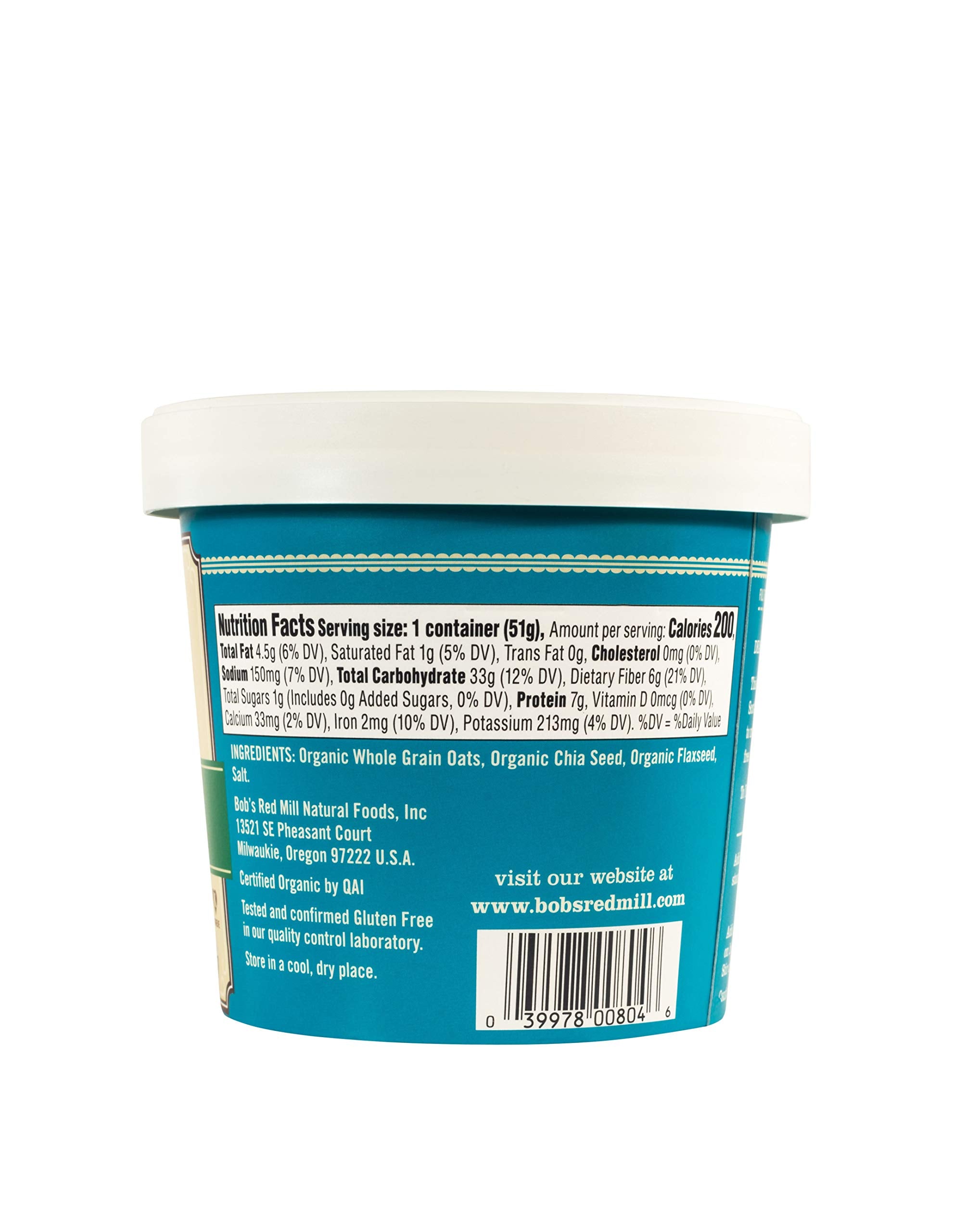 Microwave-ready preparation of Bob's Red Mill Organic Oat Cup