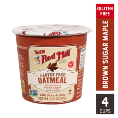 Bob's Red Mill Oatmeal Cup highlights gluten-free oats, flaxseed and chia for a fiber-rich blend