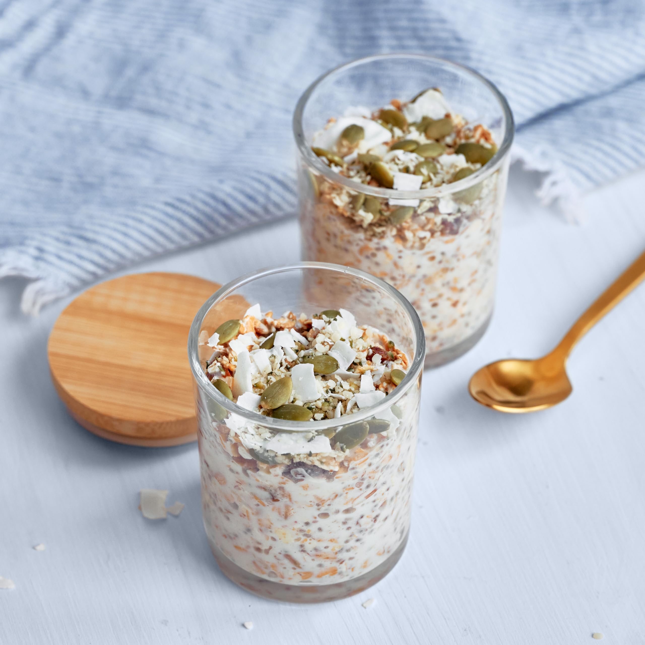 Dry muesli cereal ready to pour from a bag.